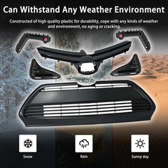 Front Bumper Upper & Lower Grille + Support Retainer Brackets + Foglights Cover