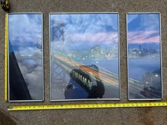 Vintage SAN FRANCISCO SKYLINE BAY BRIDGE 3 Piece Cityscape PHOTO ART Skyline