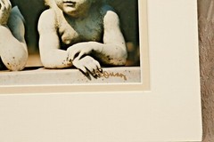 CONNY L. DEMPSEY Cement Two Boy Angels Statue Photograph Signed Matted 10 x 8″