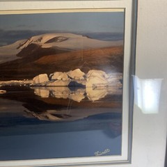Vtg Framed Photograph North Pole~Midnight Sun~Signed Triple Matted 17”x21” READ