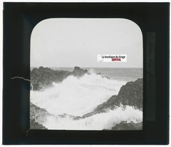 Landscape, Sea, Waves, Vintage Glass Plate Photo, Positive 8.5X10 Cm