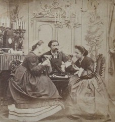 Stereoscopic Albumen Photography, Genre Scene, Bourgeois Interior