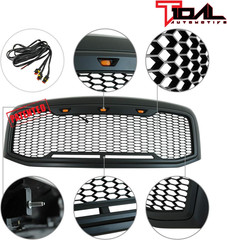 Tidal Upper ABS Grille LED Grill with Amber LED Lights – Matte Black for 06-08 R