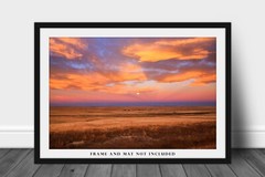 Great Plains Photography Print – Clouds Over Full Moon at Sunrise in Colorado