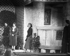 vintage fine art glass negative, modern women in church, actress, unusual, 1930