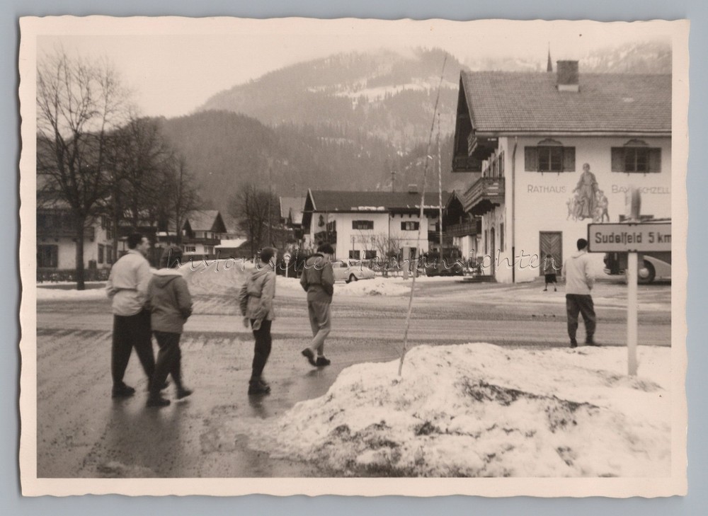 Bayrischzell – City Hall Crossing Winter Building – Old Photo 1950s