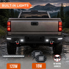 Rear Bumper Fit for Chevy Silverado 1500 GMC Sierra 2007-2013 | Heavy Duty Back