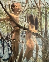 Harriet Tannin Signed Fine Art Photo Couple nude Woods man woman color 1996