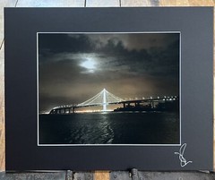 The New Bay Bridge With Full Moon, Oakland – Matted Fine Art Photographic Print