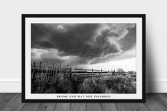 Storm Photography Print: Oklahoma Thunderstorm Black & White Western Photo