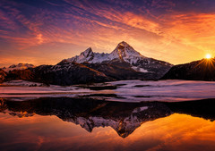 Photo Digital Wallpaper Image Picture Background Mountains Snow Aerial Sunset