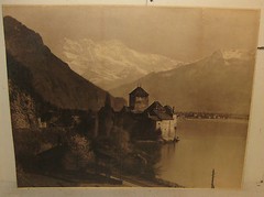 ANTIQUE ADOLPHE BRAUN *CHATEAU DE CHILLON LAKE GENEVA SWISS ALPS* ALBUMEN PHOTO