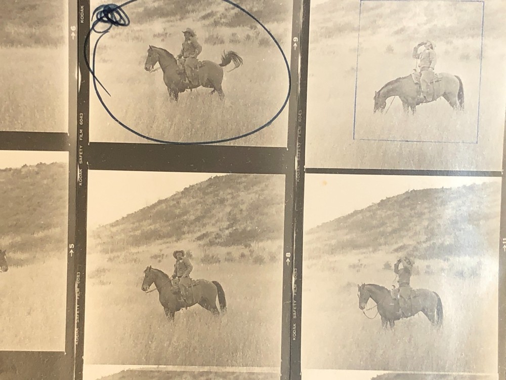 NEWLY FOUND! Hendrickson PHOTO Contact Sheet Proof & Negatives COWBOY ON HORSE