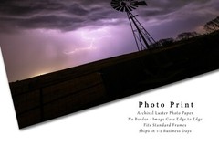 Storm Photography Print | Windmill and Lightning Picture | Oklahoma Wall Art