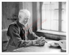 1906 Elderly Man Praying At Dinner Table Silver Halide Photo