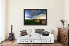 Country Photography Print – Picture of Storm Clouds Over Hay Bales in Kansas