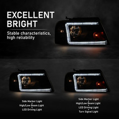 LED Headlights Assembly Fit 2004-2008 Ford F150,Fit Lincoln Mark LT 2006-2008(NO