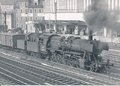 B/W Photo DB Steam Locomotive BR 50 Nuremberg Central Station 1970