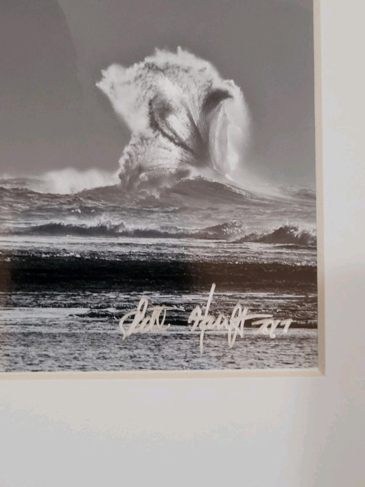 Signed Hauft Photograph Kee Beach Wave B&W Surf Photography Matted Print