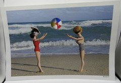 Signed David Parise photograph vintage Barbie beach ball ocean 13×19” 2013