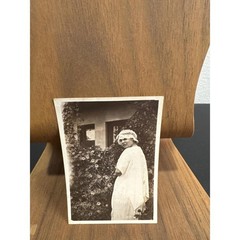 Antique Sepia Photograph Woman Vintage Dress Ruffled Cap Climbing Vines 59