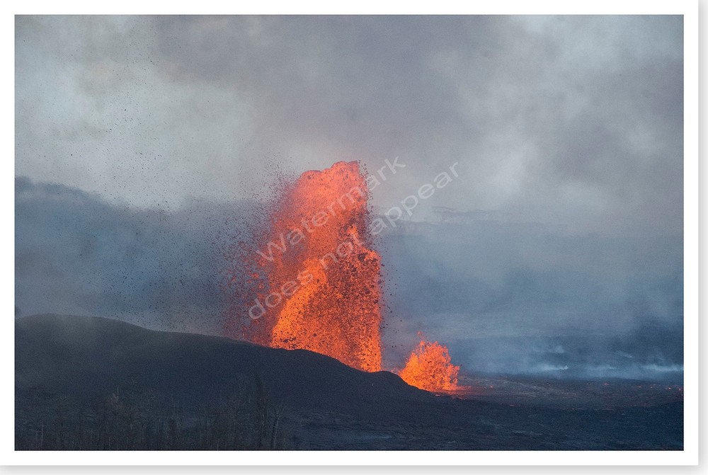2018 Massive Fissure 8 Lava Fountain Kilauea Volcano Silver Halide Photo