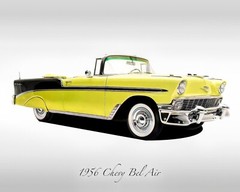 Classic Cars – 1956 Chevy Bel Air – Yellow – Print