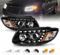 LED Parking Projector Black Replacement Headlights Set for 2007-2012 Hyundai San