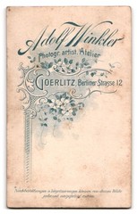 Photography Adolf Winkler, Goerlitz, Berliner-Strasse 12, portrait young lady in