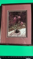 John Erland Signed Photo Wildflowers in Weathered Log Framed Nature Art 12×10