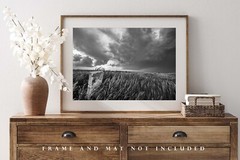 Limestone Marker Photography Print: Kansas Black & White Western Prairie Photo