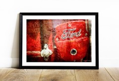 Vintage Ford Truck Red Logo Emblem Patina Rust Wall Art Photography Print