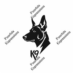 Set Of (5) Original Digital Art Images Of Various German Shepherd Dog K9 Logo A+