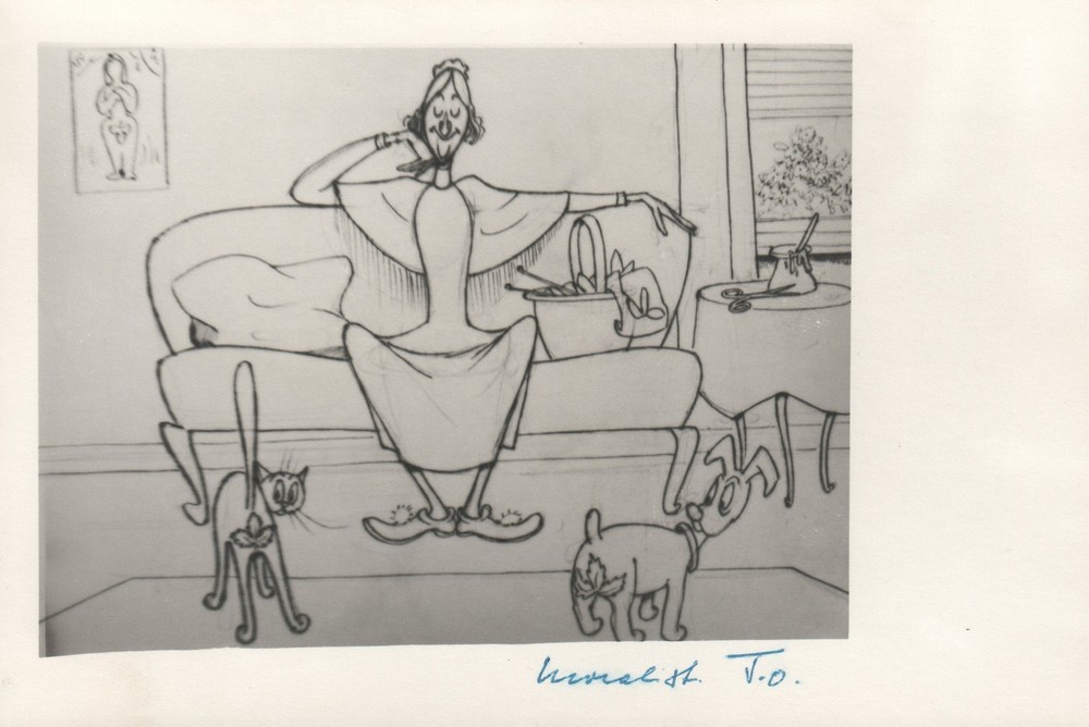 1964 RARE John Olday Real Photo SIGNED Satirical Cartoons of Animals POSTCARD