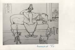 1964 RARE John Olday Real Photo SIGNED Satirical Cartoons of Animals POSTCARD