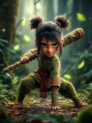 5 Forest Warrior – Digital Image Picture Phone Background AI Art, 5 images