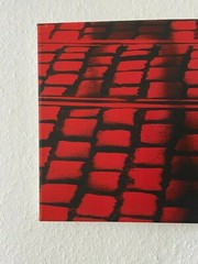 Small Photo Screen Print of Cobblestones & Tram Tracks Linen on Wood Frame