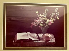 2 VTG Michael Wright Framed Photographs Still Life 11” Cottage Farmhouse Bible