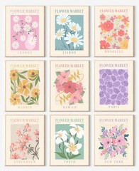 Flower Market Posters Set of 9, Minimalist Wall Art Prints, Vintage Flower Pi…
