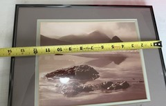 Vintage Signed Sepia Coastal Seascape Photograph Nielsen Metal Frame Matted
