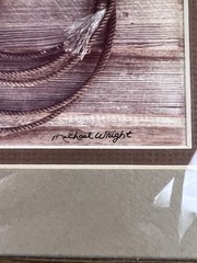 VTG Michael Wright Signed Framed Photograph Print Western Cowboy Ranch 11 1/8″