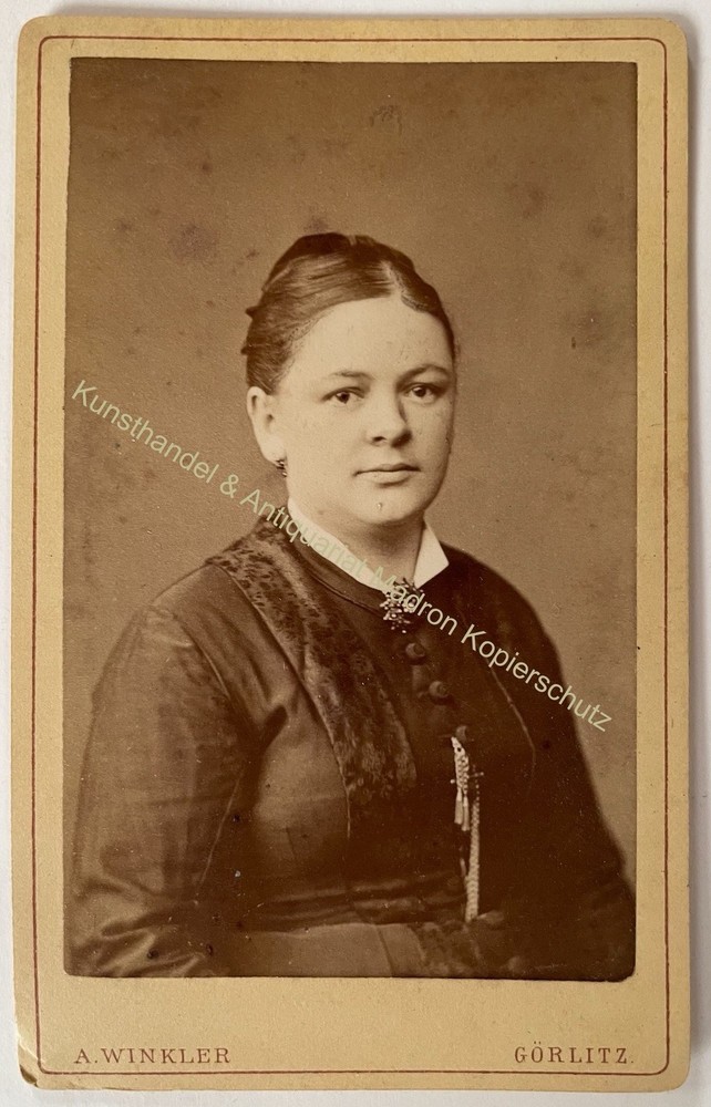 orig. CDV photo photograph woman lady picture old fashion around 1885 A. Winkler Görlitz