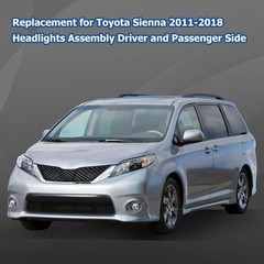 Headlights Assembly Replacement for Toyota Sienna 2011-2018 Halogen Headlights H