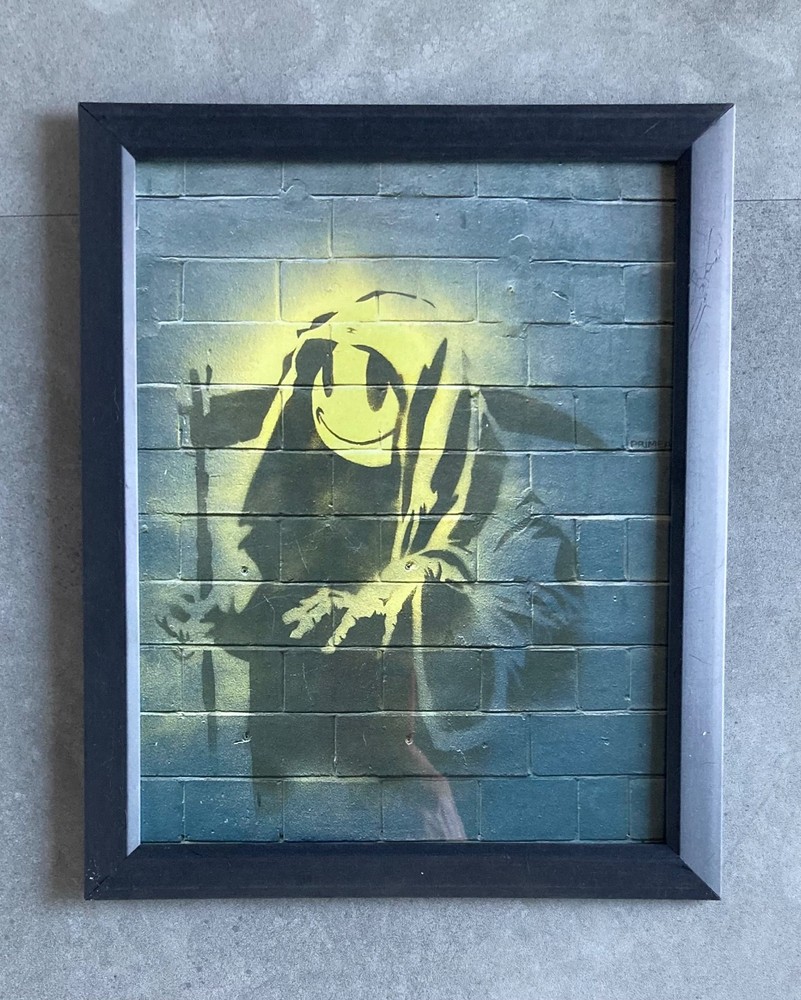 BANKSY 2005 Grin Reaper Framed Wall Art 8×10 Print Photograph Graffiti Street