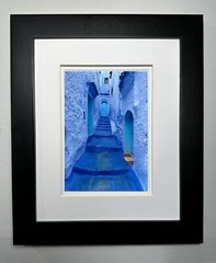 Beautiful Framed, Matted and Signed Photograph of Chefchaouen Morocco (Stairway)