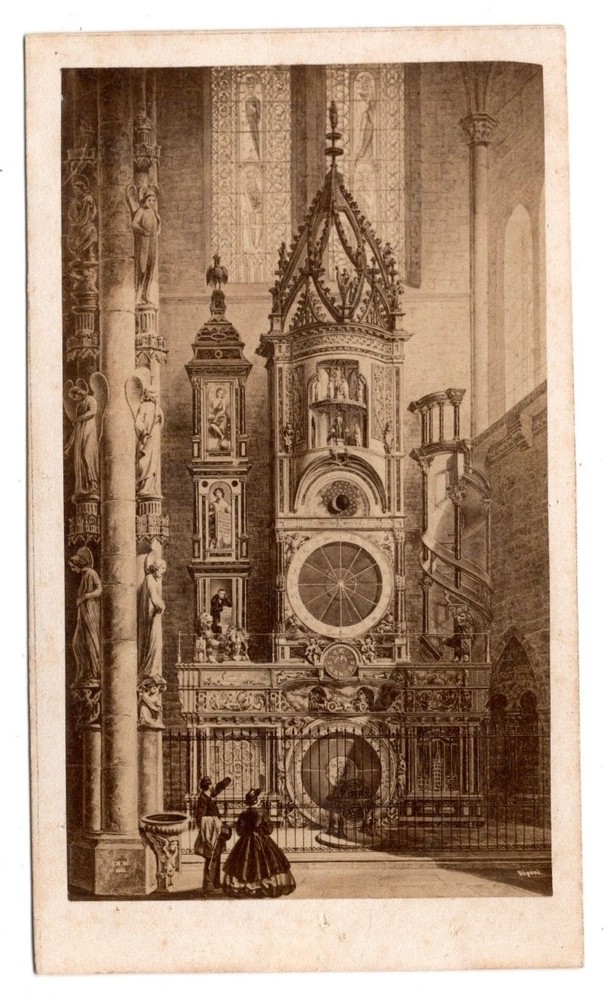 CDV Photo Astronomical Clock Münster Cathedral Strasbourg around 1870 Album Print (C2 038)