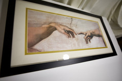 Creation of Adam, Wooden Framed Printed Wall Art ,Glass Protective Cover +2Hooks