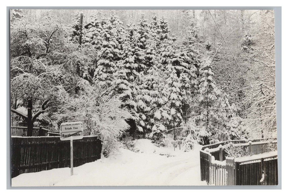 Pöhl Barthmühle 1981-place sign winter-old photo 1980s