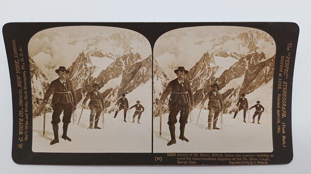 S863/ Stereo Photo Mont-Blanc Mountaineer Switzerland 1908