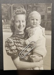 Photo portrait young woman mother child boy baby Berlin model jewelry picture old